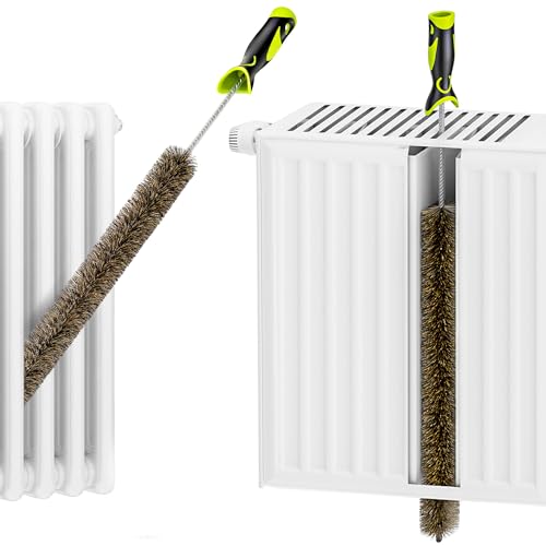 Cepillo limpiador de radiadores de cerdas, 81 cm cepillo de radiadores de alambre trenzado flexible. Con cabeza de silicona y tubo protector para evitar cualquier arañazo