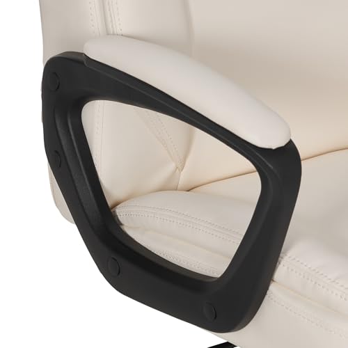 Image of Amazon Basics Classic Puresoft PU Padded Mid-Back Office Chair with Armrest, Height Adjustable, Easy to Assemble, 26 inchD x 23.75 inchW x 42 inchH, Cream