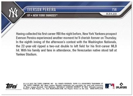 Miniatura 2 de Everson Pereira Collects First Big-league Hit Topps Now Purple Parallel Card 756 - Slabbed Baseball Cards