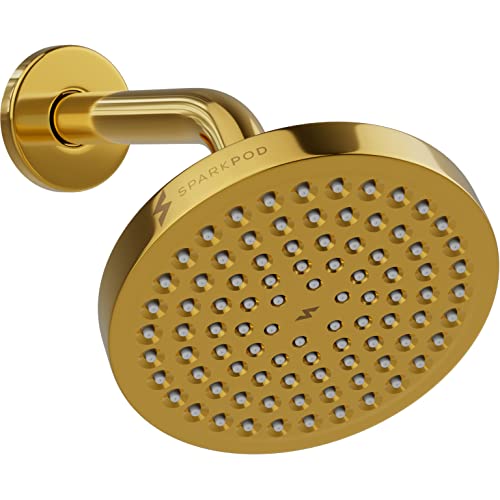 SparkPod 6" Rain Shower Head with 6" Shower Arm with Flange in Egyptian Gold Finish