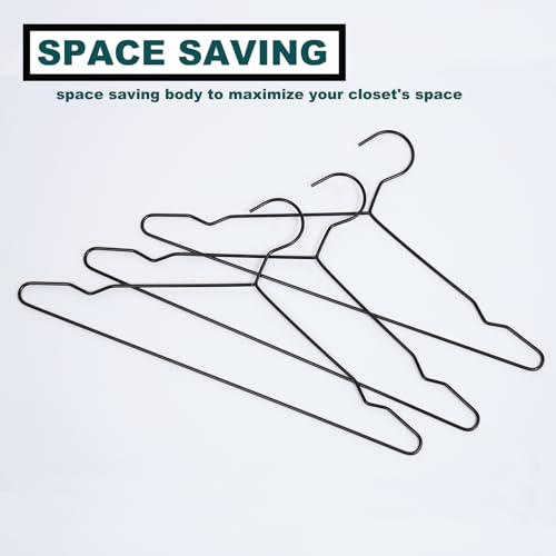Arekuaei Kleiderbügel aus Metalldraht, schwarz, für Jacken, Hemden, Kleider, 20 Stück