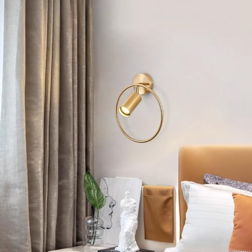 Aplique de pared redondo E27 dorado con cabezal ajustable para iluminar el dormitorio 3