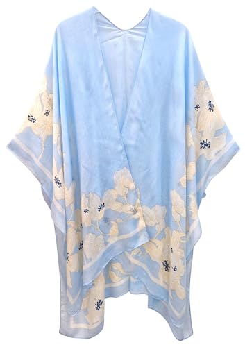 Elu Kimonos for Women - Beach Coverup Cardigan Poncho Ruanas floral Print swimsuits Plus size Long Summer Cover up