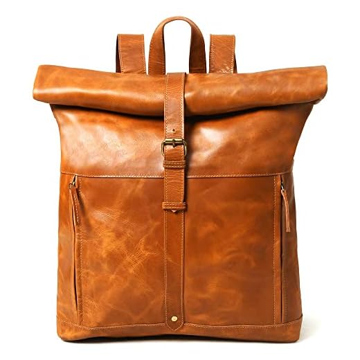 Gratlin Buffalo Leather Roll Top Backpack
