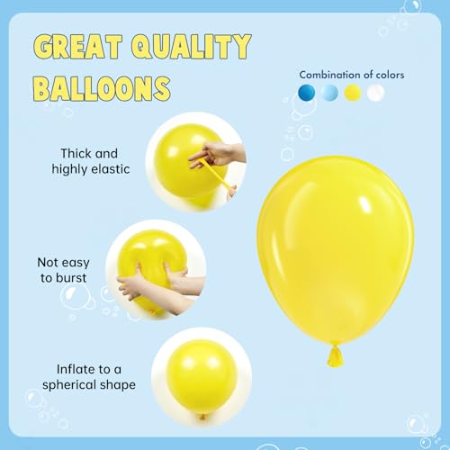 Image of 61pcs Blue and Yellow Balloons, 12 Inch Clear Yellow Blue Balloons for Cartoon Theme Baby Shower Engagement Wedding Birthday Party Decorations