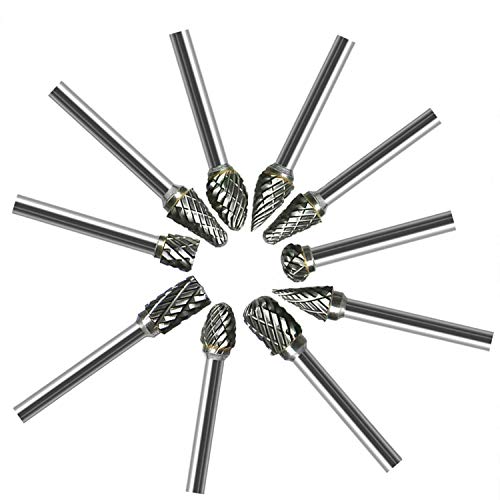 Juego de fresas ORO 10 unidades, 3 mm, broca para taladradora, herramienta multifunción, 6 mm, juego de raspador con doble corte para tallar madera, mármol, metal, pulido, grabado