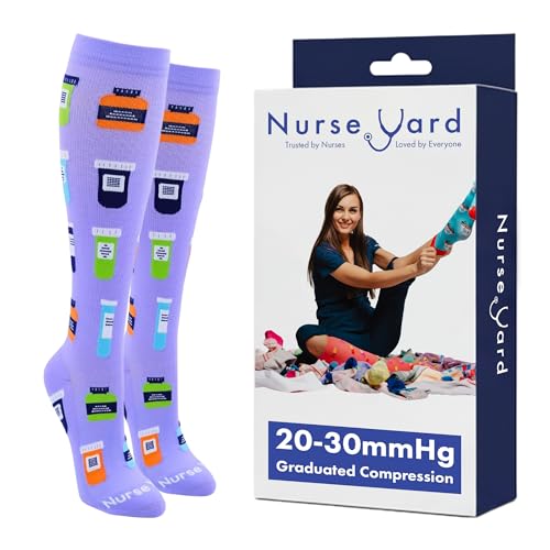 Image of Nurse Yard Compression Socks for Nurses - Women & Men - 20-30mmHg Graduated Compression, For Medical Staff, Athletes - 1 Pair