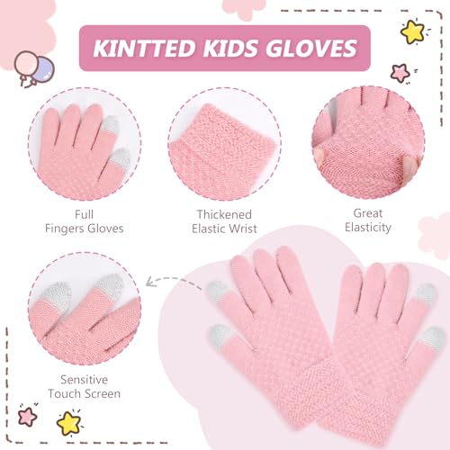 Image of Kids Winter Hat Gloves Scarf Set,Toddler Girls Winter Hat Kids Beanie with Pom Neck Warmer Gaiter Mittens Fleece Lined Set