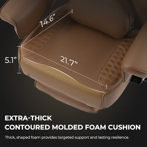 Image of Dowinx Big and Tall Office Chair 400 Lbs with Rotating Massage Lumbar Support, Wide Thick Seat Cushion and Adjustable Armrest,Computer Gaming Chairs with Footrest,Brown