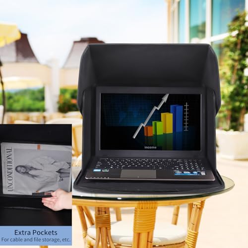Laptop Sun Shade,Laptop Sun Shade for Working Outside,Foldable and Portable Screen Sun Glare Shield Sleeve,Outdoor Computer Cover,Privacy Protective Hood Sunshade Bag15-16inches (Patent Pending) by TUSIASC - Used condition - Image 3