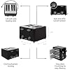 Courant Classic 4 slice Toaster with drop down crumb tray for easy cleaning Black