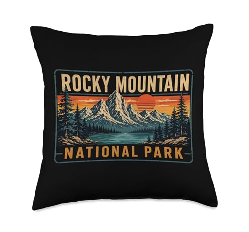 Rocky Mountain National Park Colorado Vintage Hiking Throw Pillow