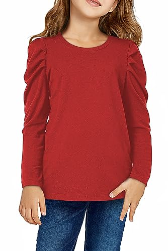 Image of blibean Tween Girls Puff Sleeve Shirts Stylish Fall Tops Size 4-15 Years Old