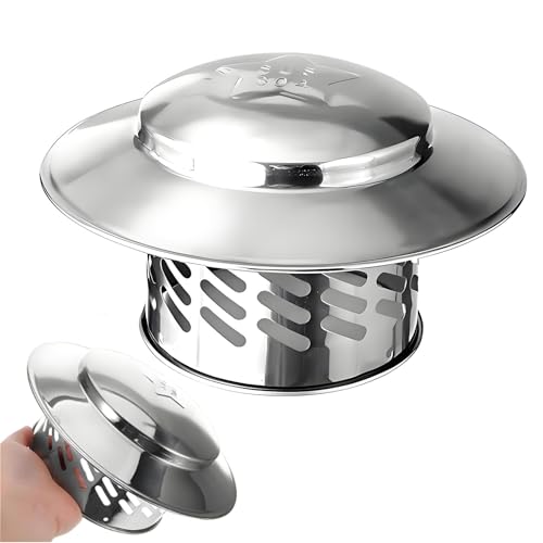 80mm-200mm Antipioggia Comignoli Del Tetto，Comignolo In Acciaio Inox Cono Con Retina Copertura, Tubo Della Stufa Topper, Del Camino Copertura Antipioggi(80mm/3.1in)