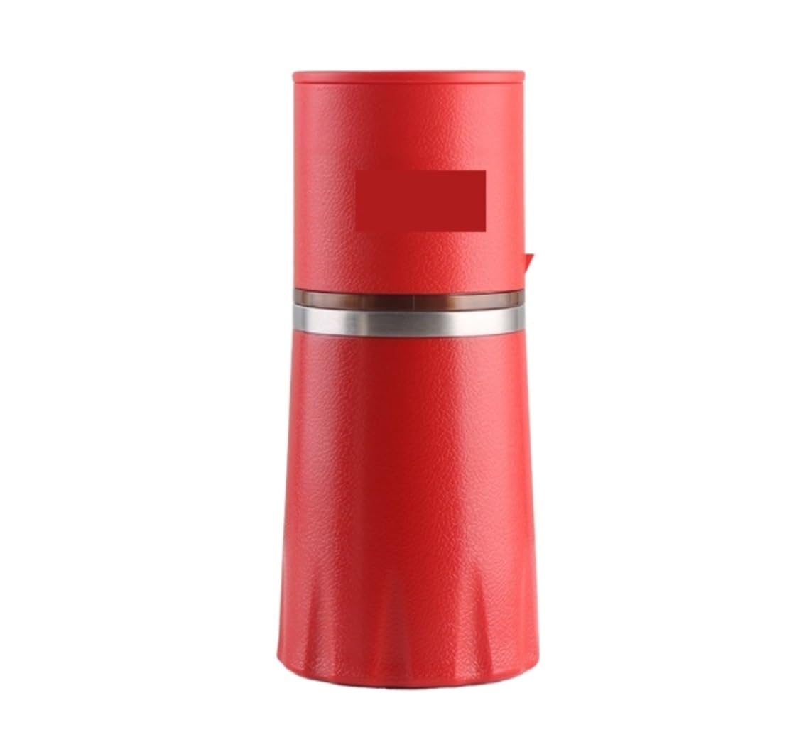Cafetera Francesa Taza de molienda café 4 en 1 Cafetera Multifuncional Molinillo Granos Manual Prensa Café(Rot)