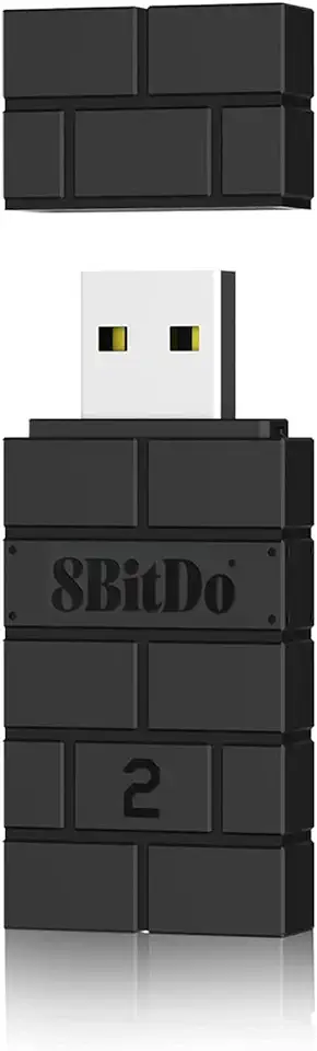 8Bitdo Adaptador de controle adaptador 2 USB sem fio para Switch/Switch 2, Windows, Mac e Raspberry Pi, compatível com controle Bluetooth Xbox Series X e S, Xbox One, PS5/PS4/PS3