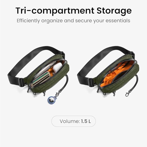 Image of tomtoc Sling Bag with RFID Blocking, X-Pac /Non X-Pac Minimalist Crossbody Chest Pack for Men and Women, Lightweight Water-Resistant Bag for Travel and Daily Commutes, X-pac Olive, 1.5L, Lightweight