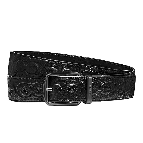 Coach 38 Mm Cts Harness Signature Leather, Black, One Size