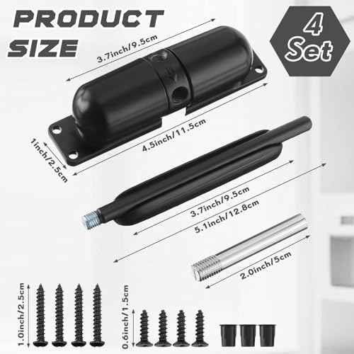 Gisafai 4 Sets Automatic Door Closer, Spring Door Closer Heavy Duty Self Closing Hinges, Convert Hinged to Self Closing Automatic Opener and Closer for Gate Garage Safety(Black) - Thumbnail 2