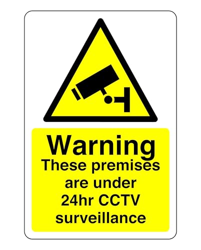 Image of Warning these premises are under 24hr surveillance sign - 1.2mm Rigid plastic for indoor/outdoor usage (300mm x 200mm) Viewing Distance within 7m.