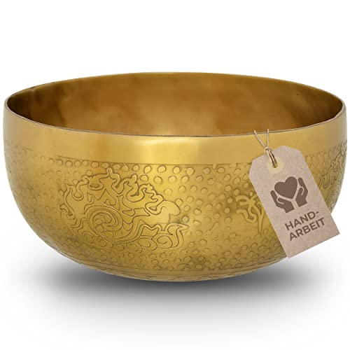 Tibetische Klangschale Blume des Lebens für Yoga Meditation und Entspannung Ø 20 cm 1.100 Gramm matte Oberfläche Traditionelle Handarbeit in Profi-Qualität
