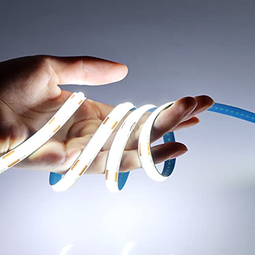 Image of AIMENGTE 5V COB LED Strip Light 6.56ft (2m), Dimmable, White, Cuttable, with Adhesive Backing - Flexible Strip Light for Kitchen cabinets, wardrobes, Shoe Racks, Bedroom Decoration
