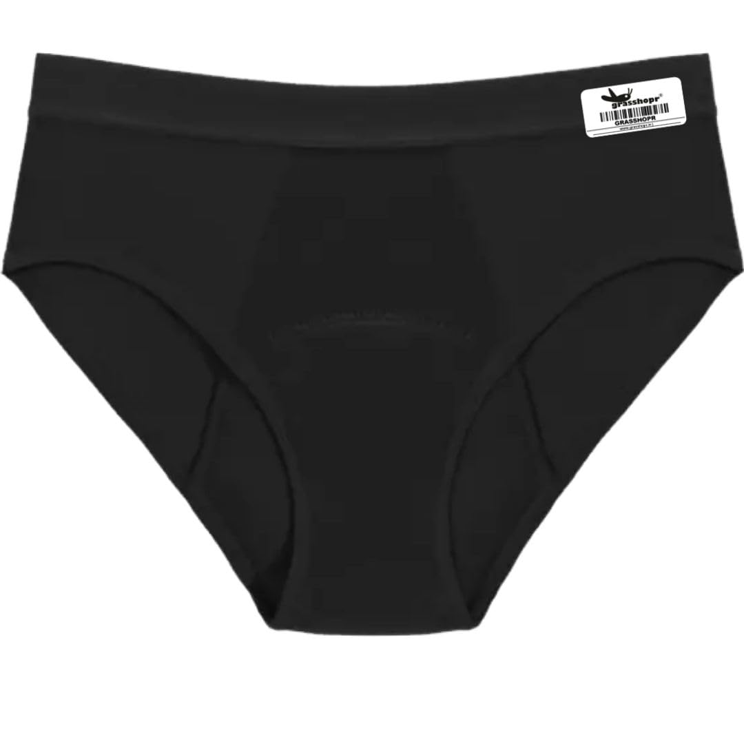 Grasshopr - Period Panties/Panty Reusable Extra Absorbent Bottom Briefs for Women (Black Color)