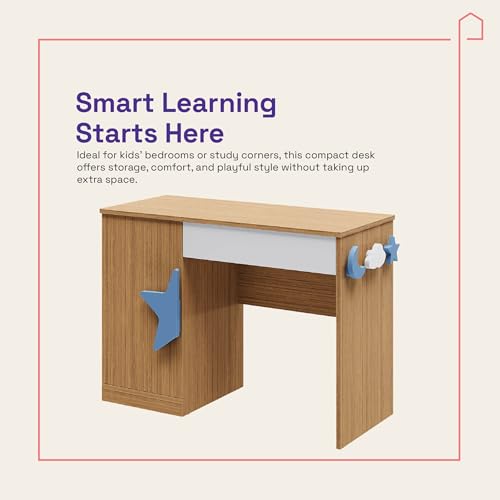 Image of Wakefit Eukee Engineered Wood Study Table - Urban Teak