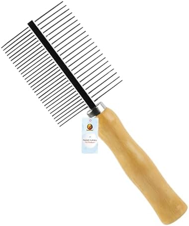 Foodie Puppies Double Side Steel Needles Comb for Dogs and Cats - (Wooden Comb) | Grooming Rake Shedding Comb for Dogs, Cats - Cleaning Supplies (Wooden Dual-Side)
