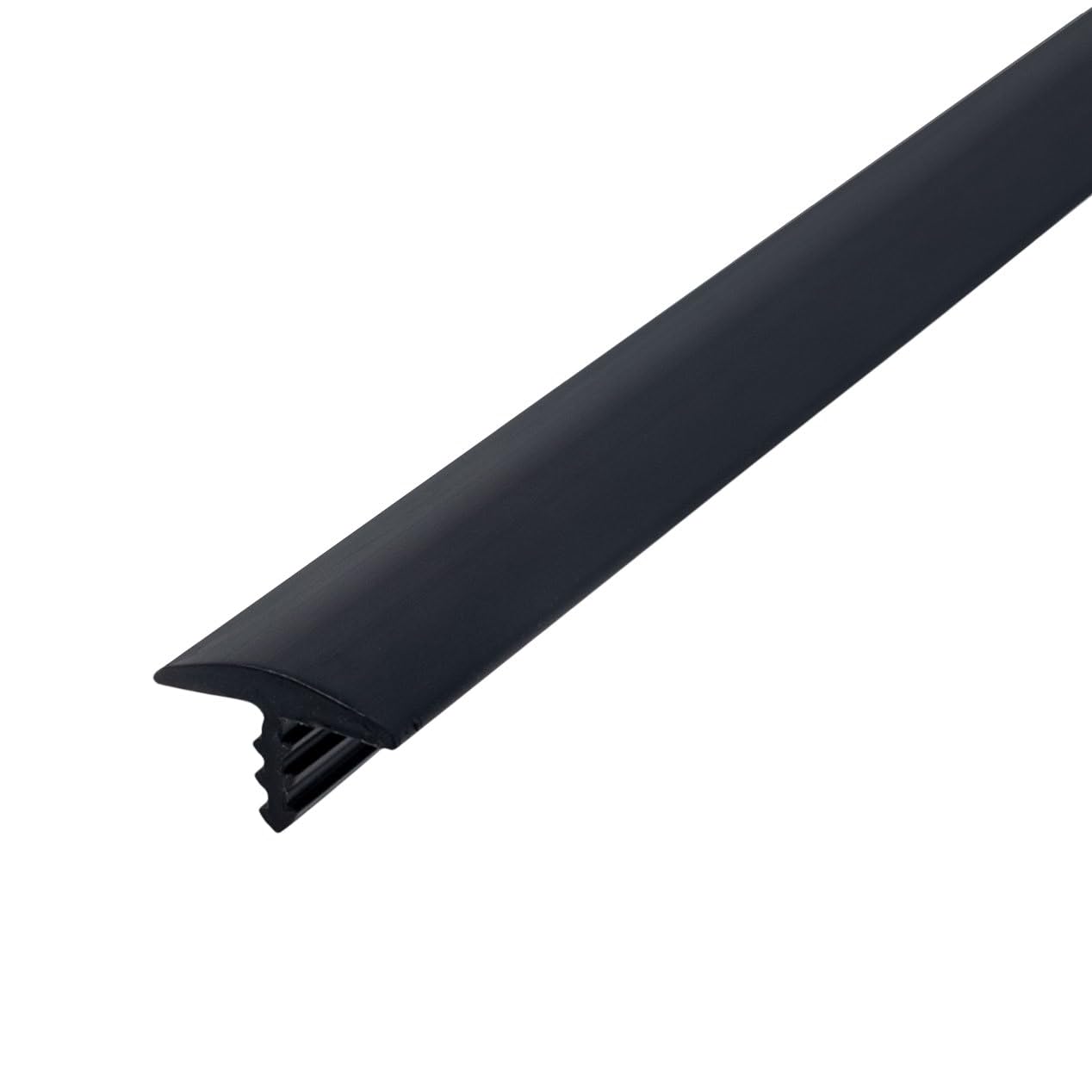 Outwater Plastic T-molding 1/2 Inch Black Flexible Polyethylene Center Barb Tee Moulding 25 Foot Coil
