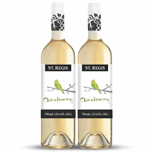 ST. REGIS Non-Alcoholic Chardonnay Beverage, 25.4 fl oz (2-Pack) – Low Calorie & Low Sugar, Golden Yellow Floral & Fruity Flavor, Product of Spain