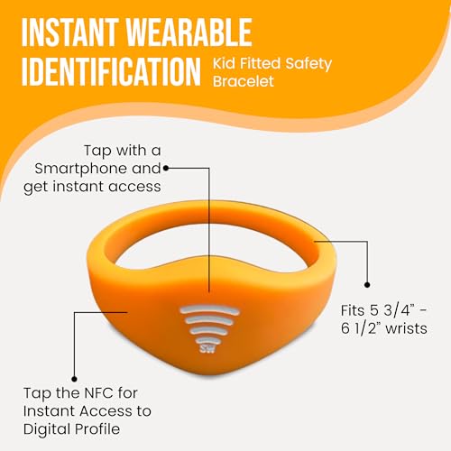 Kids ID Bracelet – Fitted NFC Safety Wristband, Slip-On Child ID Band for Emergency Contact Info, Waterproof Silicone, Not GPS, Wear on Wrist or Ankle, Ideal for Theme Parks, Travel & Beaches2