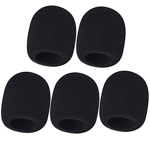 Ainkou 5pcs Thick Handheld Stage Microphone Windscreen Foam Anti-Jet Sponge Cover (Black)