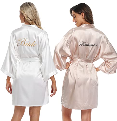 6 Pcs Women's Satin Wedding Party Robe Set Bride Bridesmaid Kimono sets Bridal Shower Getting Ready Silky BathRobe2
