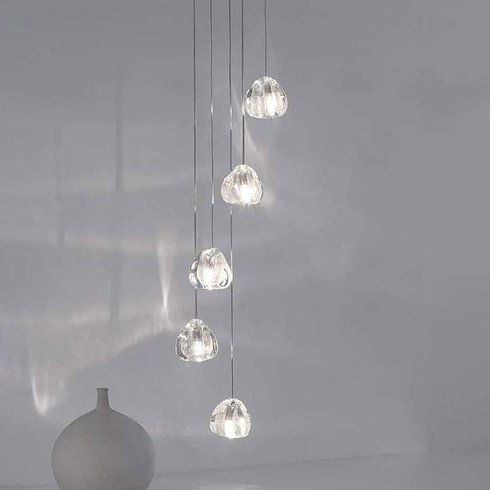 CZYLJLK Crystal LED Modern Pendant Light,Raindrop Ceiling Light Ball Lighting Fixture Lights for Staircase Living Room Hotel Hallway Foyer Entryway Customizable(Round) (