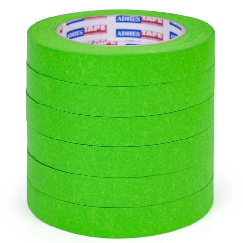 Image of ADHES Green Masking Tape Painter Tape 18mm x 50m | 6Rolls x 0.7Inch x 55Yard,Clean Removal, No Residue, Multi-Surface,Ideal for Painting DIY Arts Crafts Labeling
