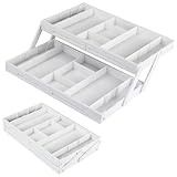 2/3 Tier Smart Collapsible Drawer Organizer,Multi Level Stacking Folding Junk Organizer, Foldable Expandable Pop up Tray, Expanding Multilevel Triple Desk Space Organizer (1 Row 2 Tier - White)