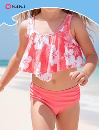 Image of PATPAT Family Matching Swimsuits Two Piece Hawaiian Tropical Beach Bikini and Swim Trunks Set Mommy and Me Bathing Suits