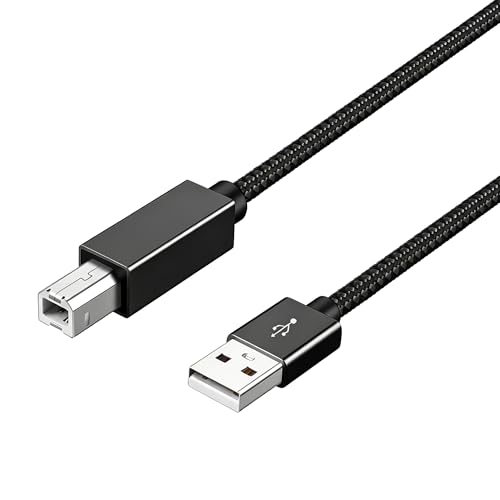 USB プリンターケーブル 2m LpoieJun USB2.0ケーブル タイプAオス - タイプBオス 高耐久性 ナイロン編み 480Mbps高速データ転送 Canon、エプソン、ブラザー などのプリンター Fax 複合機 スキャナーに対応 (グレー)