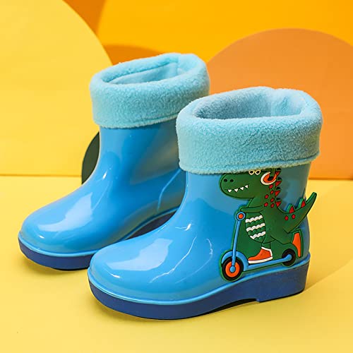 EnJoCho Boys Girls Ankle Rain Boots Toddler Short Rain Boots Waterproof Cartoon Kids PVC Durable Walking Boots Non-Slip Shoes (Sky Blue-08a#, 7.5-8Years)2
