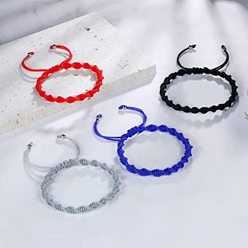 JENDEAR SHINE Braided Bracelet Women Men, Girl Boy Rope Bracelet, Birthday Friendship Couple Lucky Gift, Adjustable Handmade Jewelry Red Black