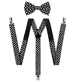 TIE G Solid Color Men's Suspender + Woven Bow Tie Set for Wedding : Vivid Color, Adjustable Brace, S