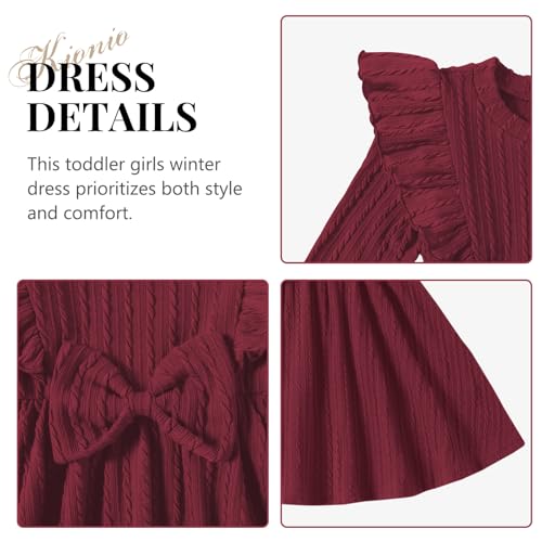 Toddler Girl Christmas Dress Baby Sweater Dresses Ruffle Ribbed Knit Long Sleeve A-Line Swing Fall Winter3
