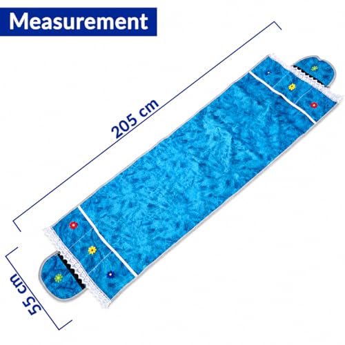 Image of BlueRed Premium Velvet Fridge Top Cover with 8 Storage Pockets & Zip Pouch | Waterproof Refrigerator Organizer Cover for Single & Double Door Fridge (Ocen Blue)
