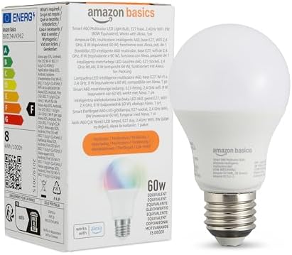 Amazon Basics Smart Bombilla led multicolor, casquillo E27, 8W (e...
