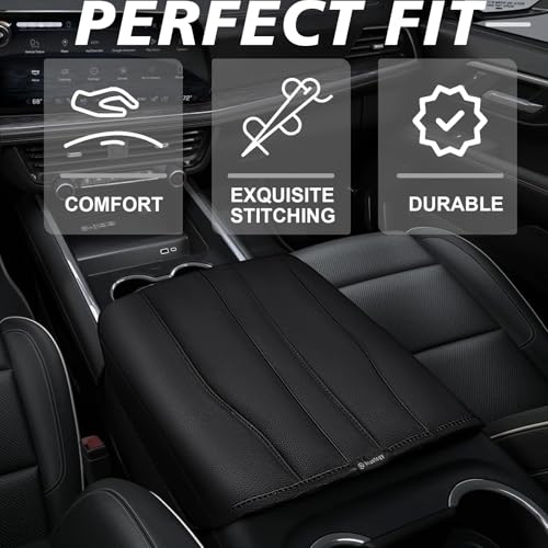 Muslogy Center Console Armrest Cover Fit for Chevy Silverado GMC Sierra 2019-2026, GMC Yukon & Chevy Tahoe & Suburban 2021-2026 Accessories, Armrest Pad Console Lid Cushion Vegan Leather Regular Thick by Muslogy - Image 5