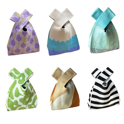 Image of Knot Bag, Mini Knit Tote Bag, Extra Thickened Japanese Knot Bag, Wristlet Handbag - 1 /2 /6 Pack
