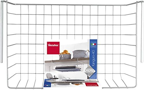 Metaltex Kanguro Cupboard Organiser, Under Shelf Storage Basket with Polytherm Coating for Long Term Use, Silver, Size: 40 cm, Multicolor