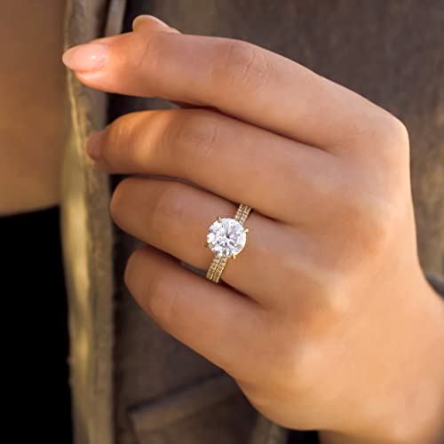 Kobelli 9mm Round Moissanite (GH/VS) Petite Bridal Set 14K Gold2