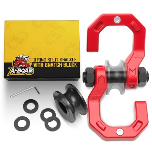 A-BOAR Snatch Block & D-Ring Shackle Set, 3/4”, 26T, Red
